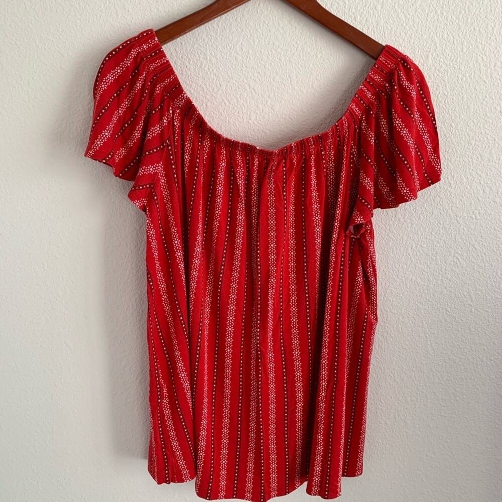 Torrid Border Print Off Shoulder Top Bohemian Southwest Red Line 1X